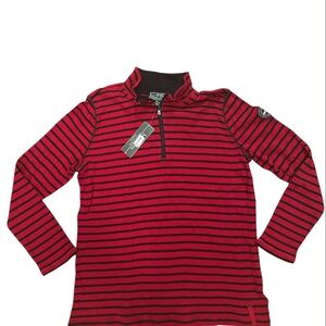 Lauren Ralph Lauren Sport Active Red Black Striped 1/4 Zip Sweater Women’s 2X